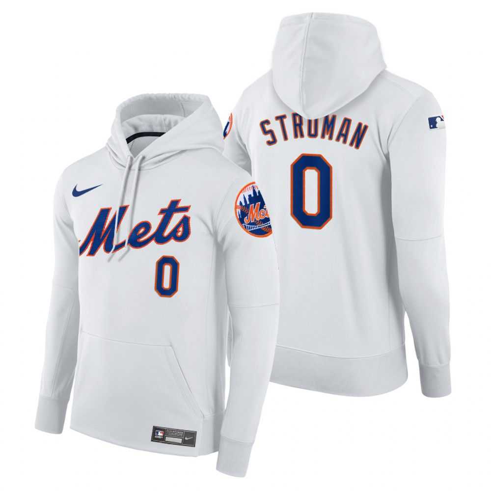 Men New York Mets 0 Stroman white home hoodie 2021 MLB Nike Jerseys